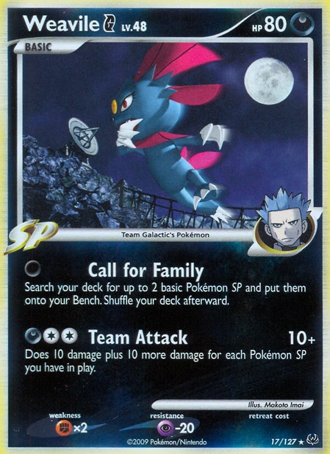 Weavile G Pokémon card from Platinum, number 17 (Holo print)
