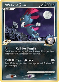 Weavile G Pokémon card, number 17