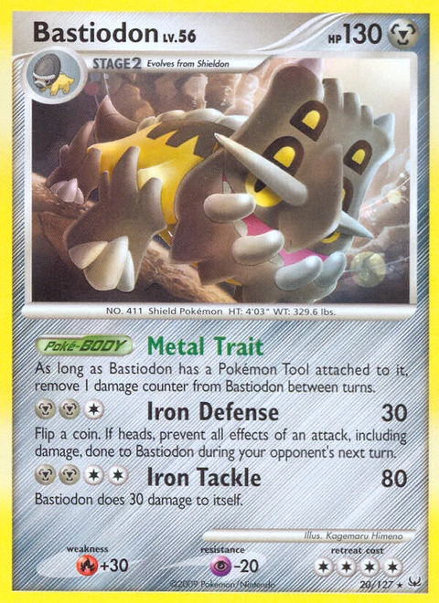 Bastiodon Pokémon card from Platinum, number 20 (Standard print)