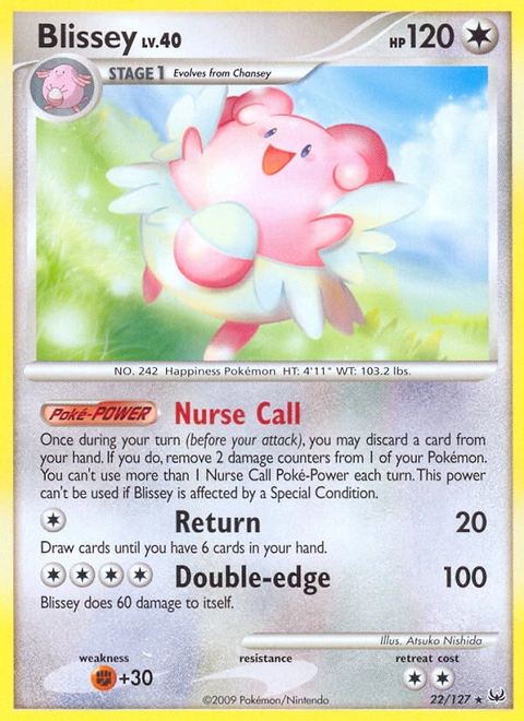 Blissey Pokémon card from Platinum, number 22 (Standard print)