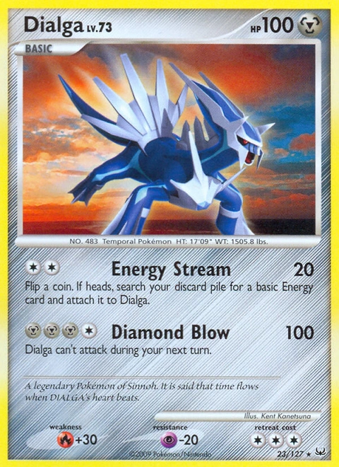 Dialga Pokémon card from Platinum, number 23 (Standard print)