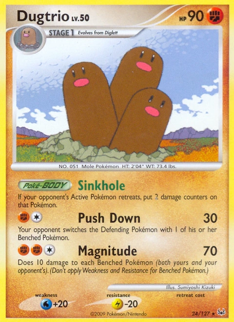 Dugtrio Pokémon card from Platinum, number 24 (Standard print)