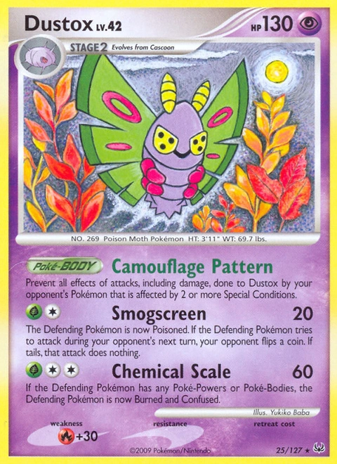Dustox Pokémon card from Platinum, number 25 (Standard print)
