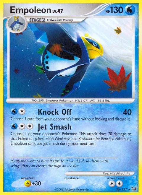 Empoleon Pokémon card from Platinum, number 26 (Standard print)