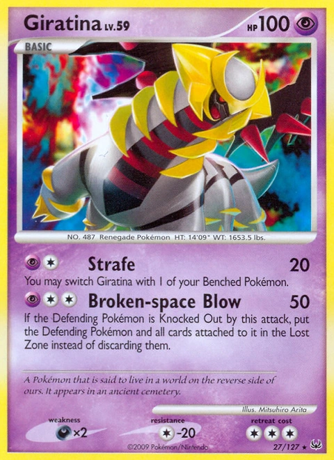 Giratina Pokémon card from Platinum, number 27 (Standard print)