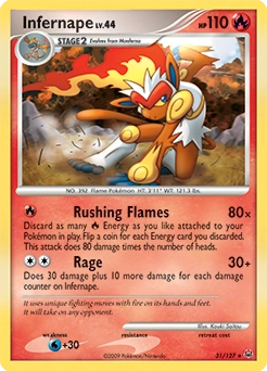 Infernape Pokémon card, number 31