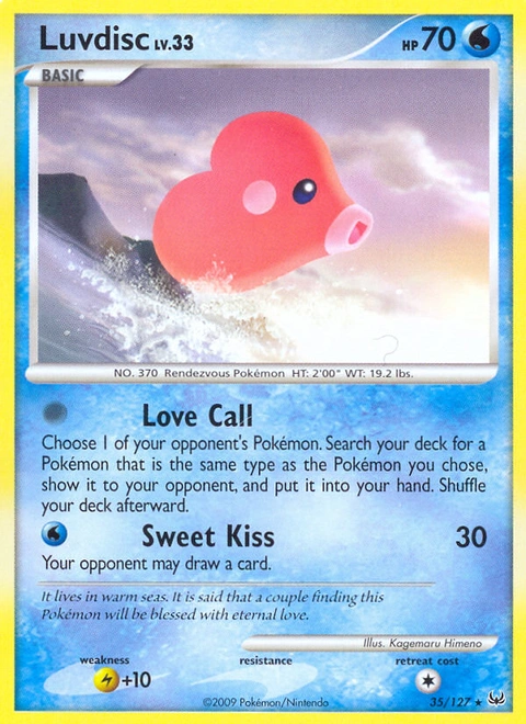 Luvdisc Pokémon card from Platinum, number 35 (Standard print)