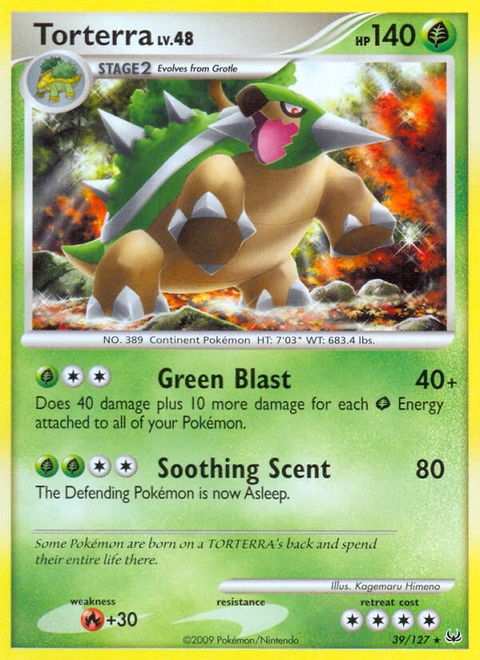 Torterra Pokémon card from Platinum, number 39 (Standard print)