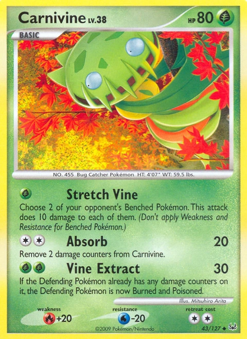 Carnivine Pokémon card from Platinum, number 43 (Standard print)
