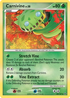 Carnivine Pokémon card, number 43