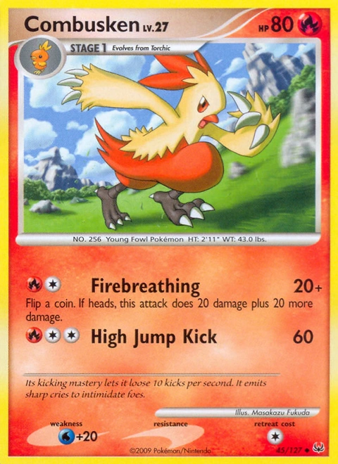 Combusken Pokémon card from Platinum, number 45 (Standard print)