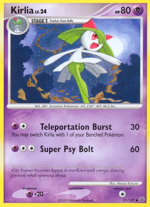 Kirlia Pokémon card from Platinum, number 51 (Standard print)