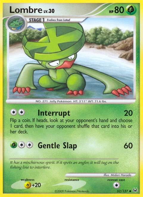Lombre Pokémon card from Platinum, number 52 (Standard print)