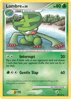 Lombre Pokémon card, number 52