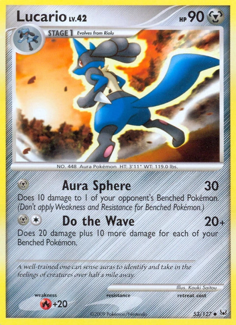 Lucario Pokémon card from Platinum, number 53 (Standard print)
