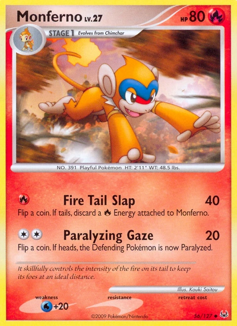 Monferno Pokémon card from Platinum, number 56 (Standard print)