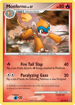 Monferno Pokémon card, number 56