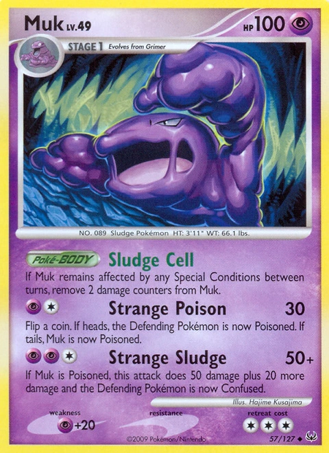 Muk Pokémon card from Platinum, number 57 (Standard print)