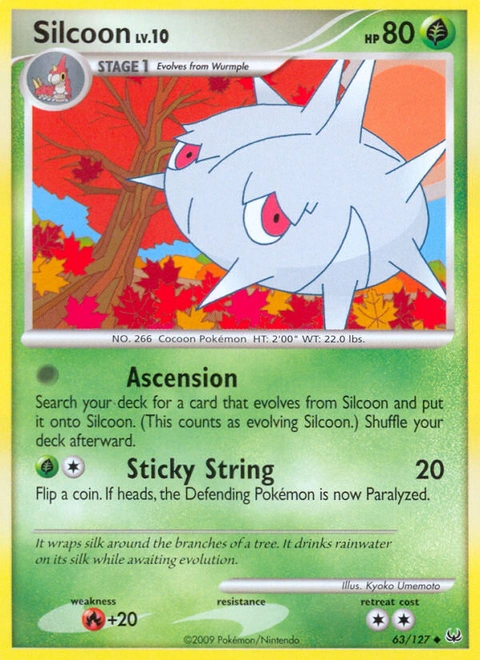 Silcoon Pokémon card from Platinum, number 63 (Standard print)