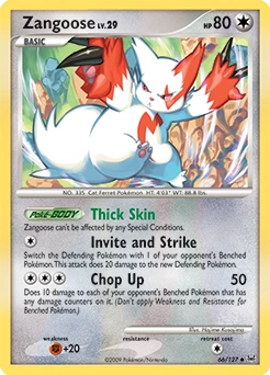 Zangoose Pokémon card, number 66