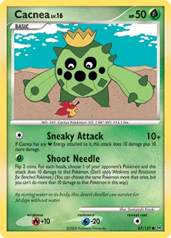 Cacnea Pokémon card, number 67