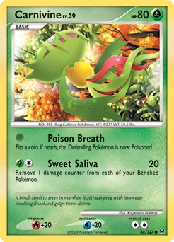 Carnivine Pokémon card, number 68