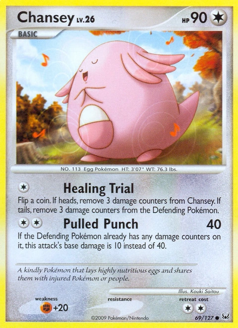 Chansey Pokémon card from Platinum, number 69 (Standard print)