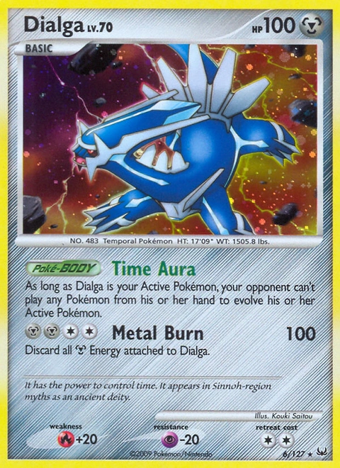 Dialga Pokémon card from Platinum, number 6 (Holo print)