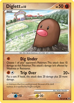 Diglett Pokémon card, number 72
