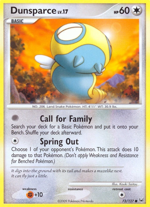 Dunsparce Pokémon card from Platinum, number 73 (Standard print)