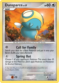 Dunsparce Pokémon card, number 73
