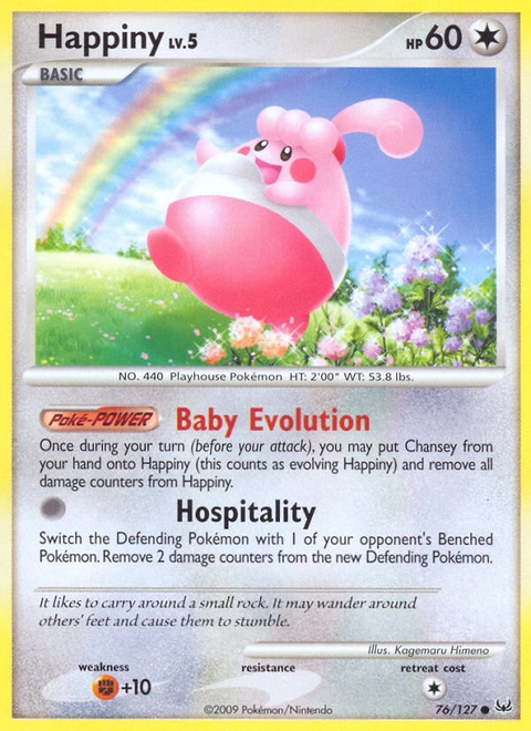 Happiny Pokémon card from Platinum, number 76 (Standard print)