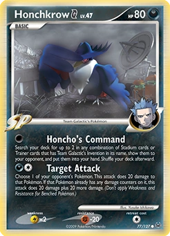 Honchkrow G Pokémon card, number 77