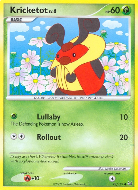 Kricketot Pokémon card from Platinum, number 78 (Standard print)
