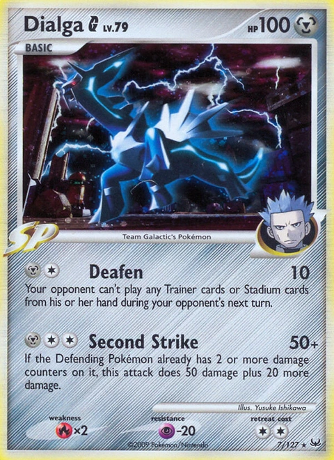 Dialga G Pokémon card from Platinum, number 7 (Holo print)