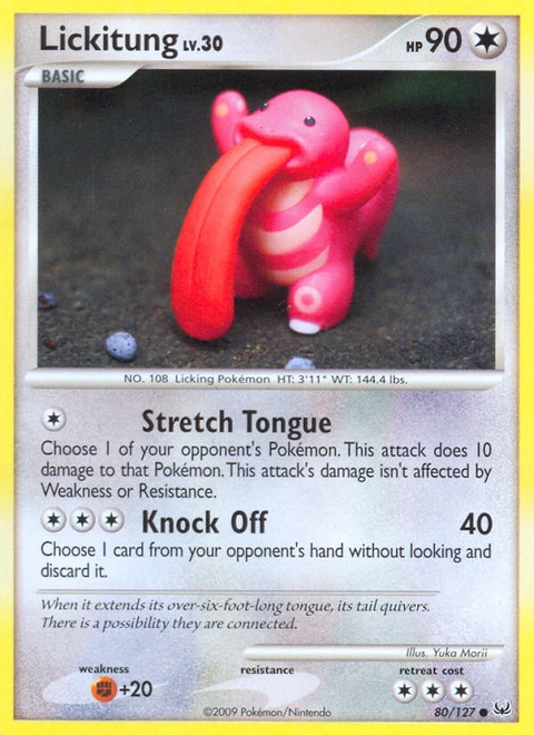 Lickitung Pokémon card from Platinum, number 80 (Standard print)