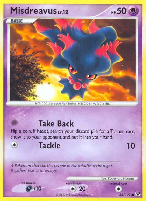 Misdreavus Pokémon card from Platinum, number 83 (Standard print)