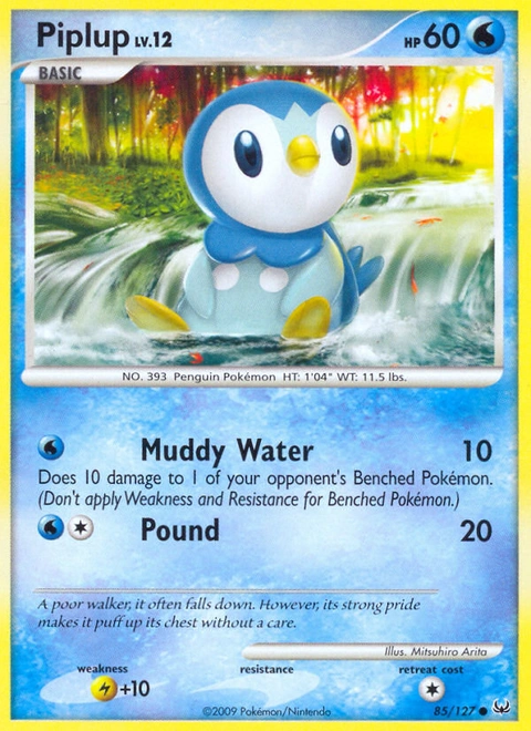 Piplup Pokémon card from Platinum, number 85 (Standard print)