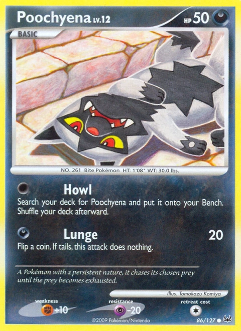 Poochyena Pokémon card from Platinum, number 86 (Standard print)