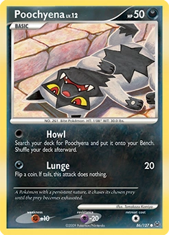 Poochyena Pokémon card, number 86