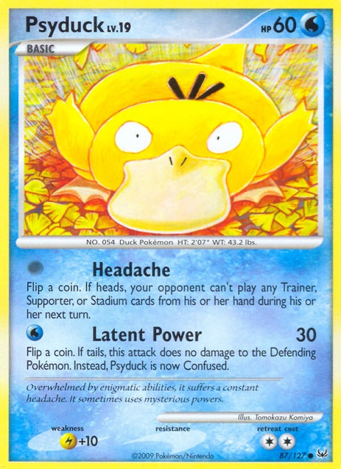 Psyduck Pokémon card from Platinum, number 87 (Standard print)