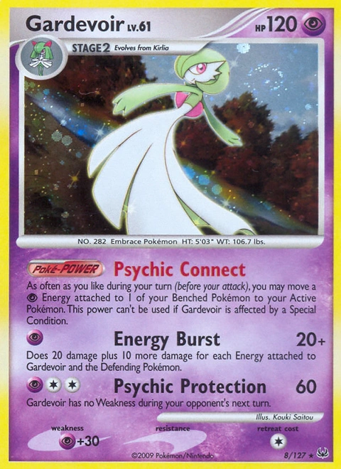Gardevoir Pokémon card from Platinum, number 8 (Standard (Deck Exclusive) print)