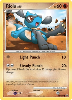 Riolu Pokémon card, number 91