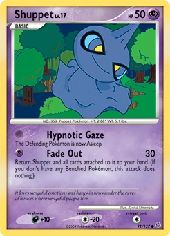Shuppet Pokémon card, number 92