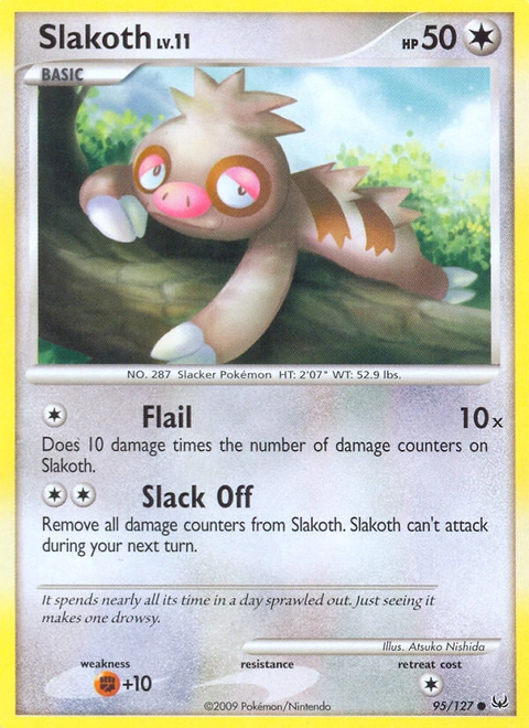 Slakoth Pokémon card from Platinum, number 95 (Standard print)
