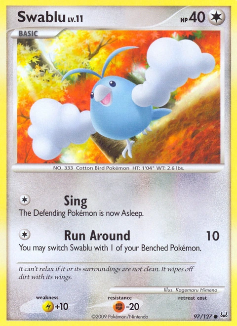 Swablu Pokémon card from Platinum, number 97 (Standard print)