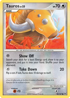 Tauros Pokémon card, number 98