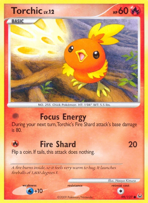 Torchic Pokémon card from Platinum, number 99 (Standard print)