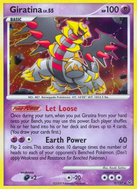 Giratina Pokémon card from Platinum, number 9 (Holo print)
