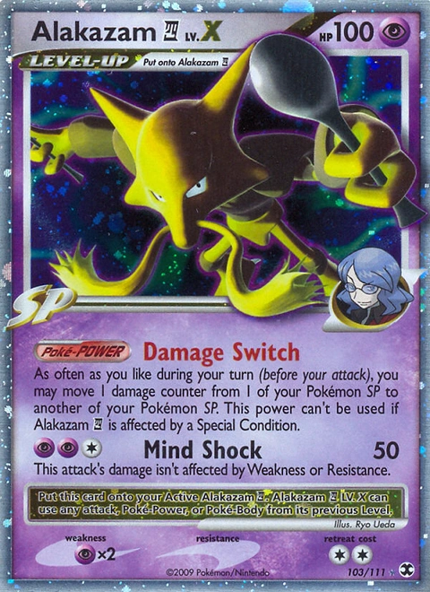 Alakazam E4 LV.X Pokémon card from Rising Rivals, number 103 (Holo print)